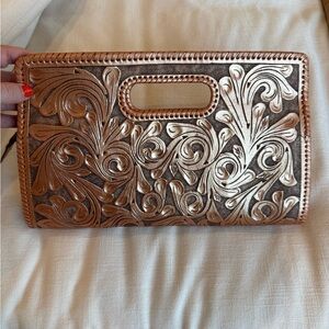 Elegant Bronze Leather Clutch